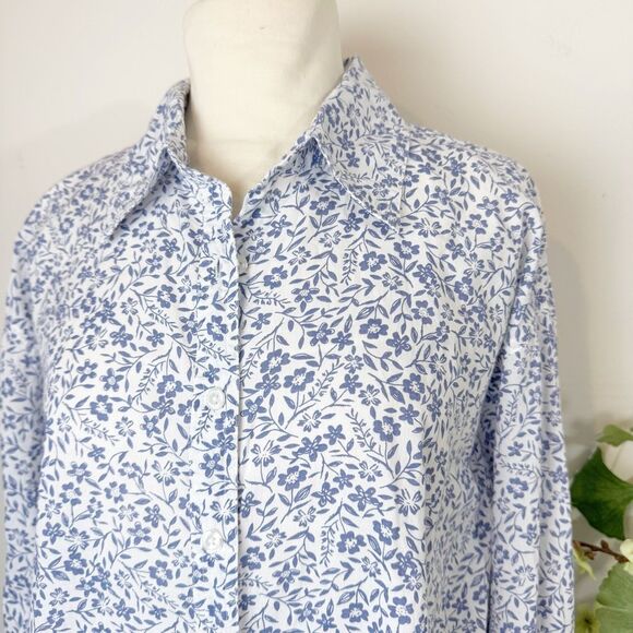 ANTHROPOLOGIE | Capistrano Ashley Buttondown Shirt | Blue Floral Print | Medium - Picture 3 of 10